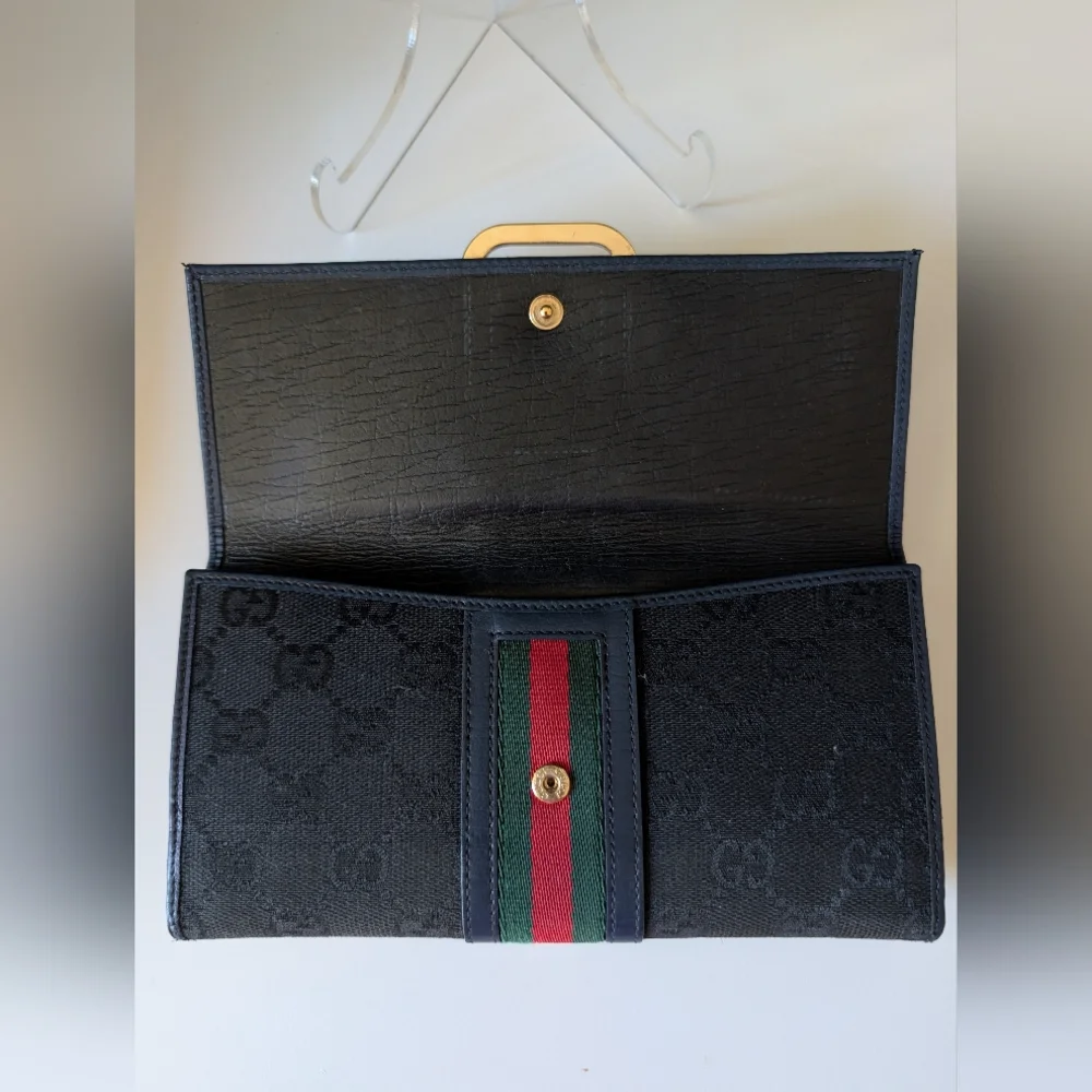 Gucci Ophidia Blue and Black Vintage Long Wallet - Picture 11 of 13